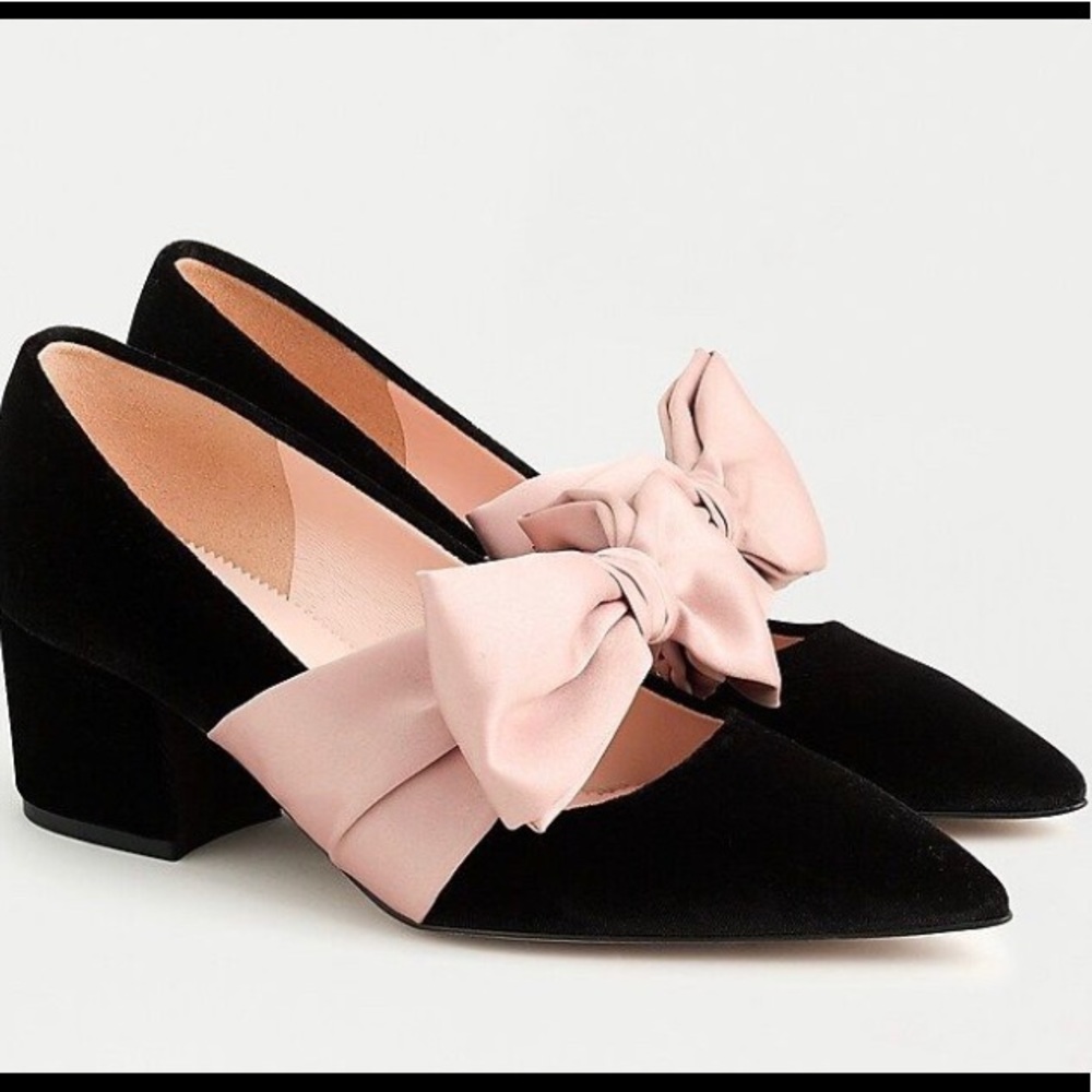 New J.Crew Laney pumps with bow in velvet.